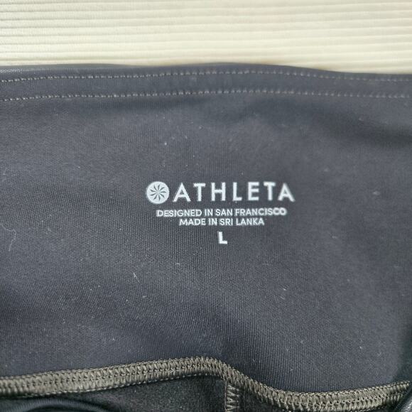 Athleta High Rise All Over Gleam Tight Black Faux Leather Leggings Size Large - Picture 2 of 7